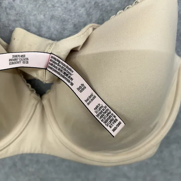 Victoria's Secret Women Bra 36D Beige Body By Victoria T Shirt Underwired READ - Image 6