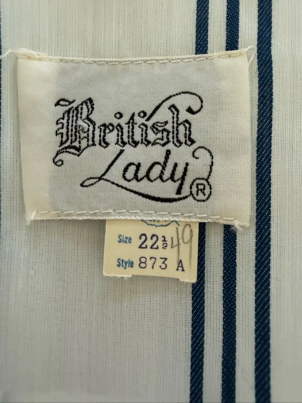 Vintage 70s British Lady House Dress White Blue Stripe 22 2X 3X - Image 8