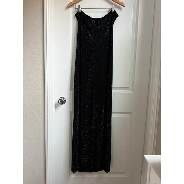 Meshki Strapless Rose Diamante Maxi Dress in Black Gala Nightout‎ Feminine - Image 4