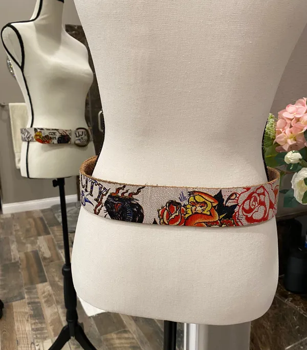 Ed Hardy Tattoo Studded Rose Belt - Image 3