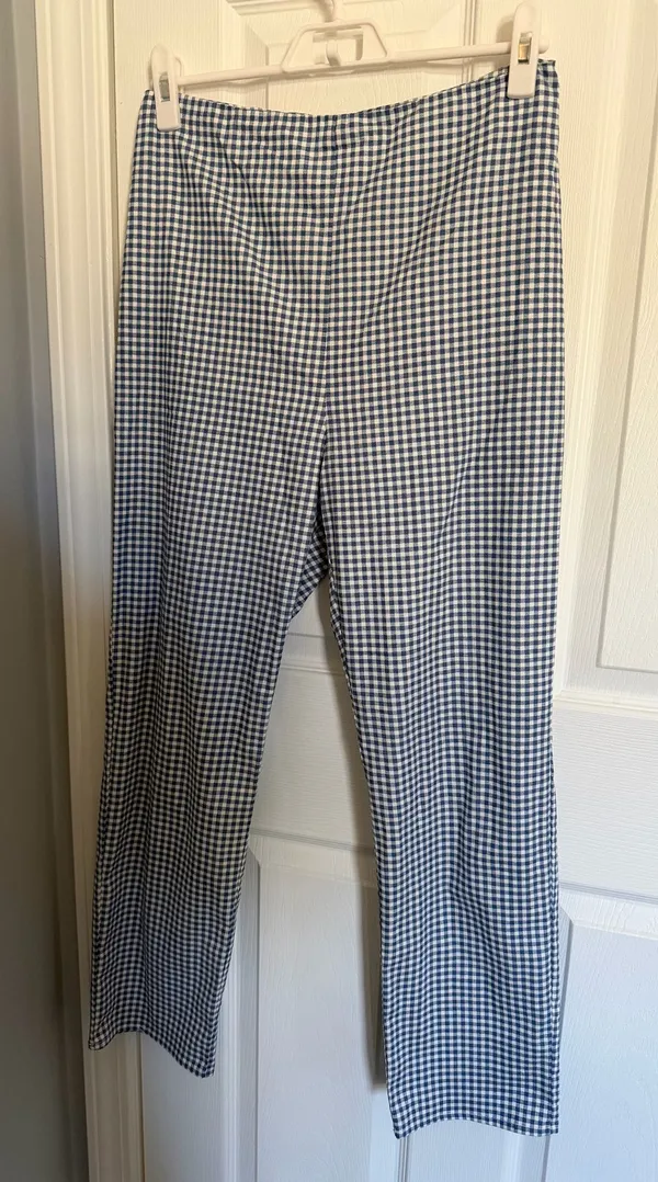 Lulus Blue Gingham Trousers - Image 3