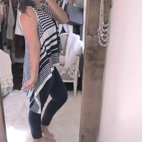 Active Los Angeles small stripe waterfall cardigan White - Image 2