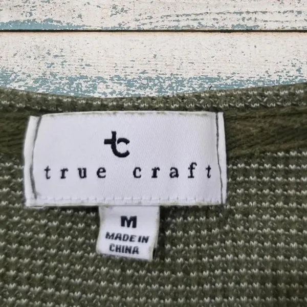 True Craft Waffle Knit Olive Green Crop Tee - Image 2