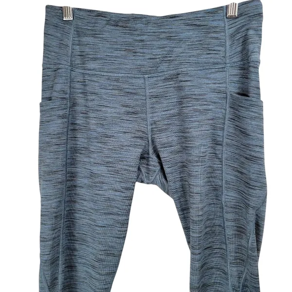 HEATHYOGA Women's Blue Heathered Leggings Pockets Size L Polyester Spandex‎ - Image 3