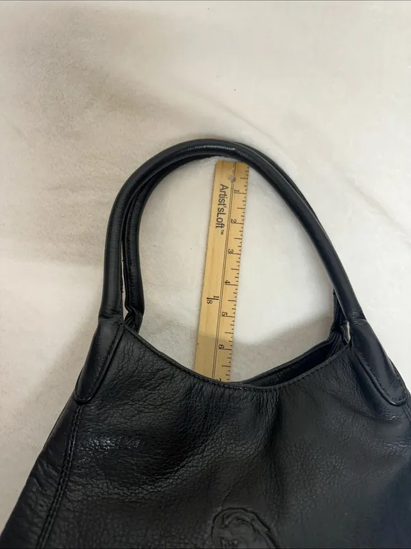 Black Hobo Leather Shoulder Bag with Double Handles - Image 7