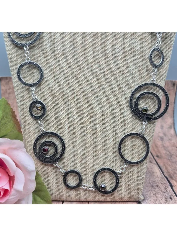 Brighton 36" TOWNSEND Silver Plated Stations and Crystal Long Statement Necklace - Image 5