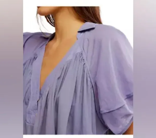 NWT Free People Sunray Babydoll Top in Blue Granite Size Small - Image 6