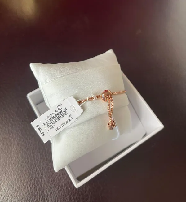 Michael Kors Heart Logo Rose good Tone Pave Bracelet MKJX7975791Slider NIX - Image 3