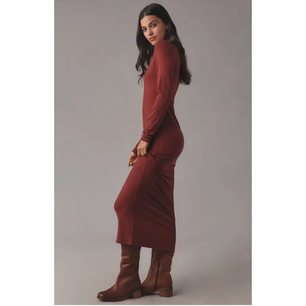 Reformation Tommie Knit Maxi‎ Dress NWT Wine Red Long Sleeve M - Image 10