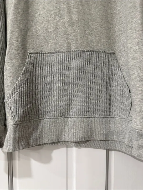 Aerie Hoodie Pullover Waffle Knit Oversized Gray Sweatshirt Cozy Size XL Coastal - Image 6