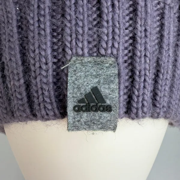 Adidas OSFM Beanie Hat Cable Knit Logo Patch Acrylic Purple‎ Gorpcore Outdoor - Image 3
