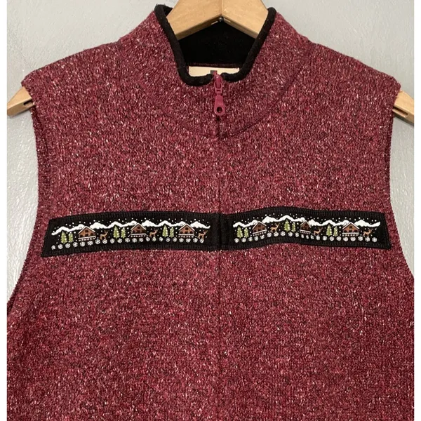 Woolrich Ruby Sweater Vest Size Large Embroidered Cabincore Winter Snowflake - Image 2