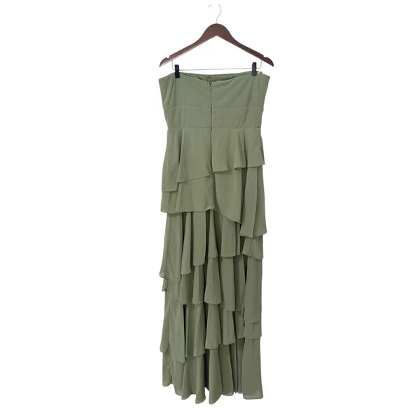Lulus Gorgeous Essence Sage Strapless Tiered Maxi Dress size Large NWT - Image 4