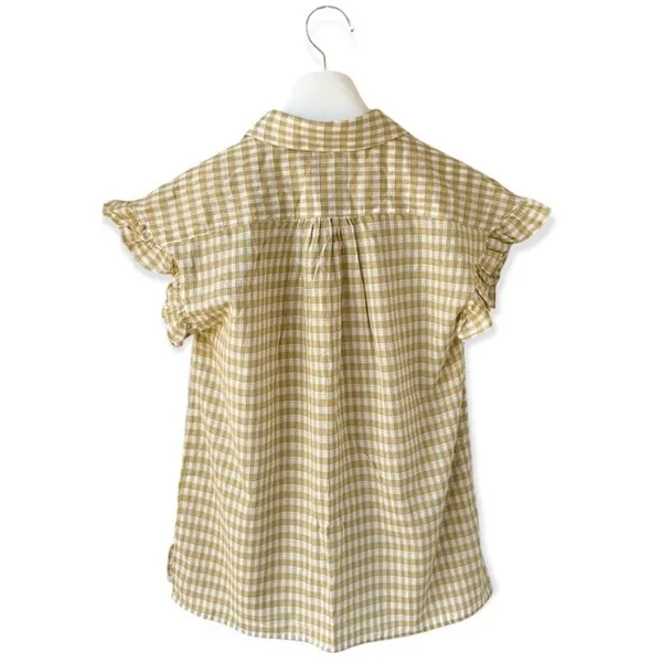 Max Studio NWT  Yellow & White Gingham Ruffle Top - Image 2