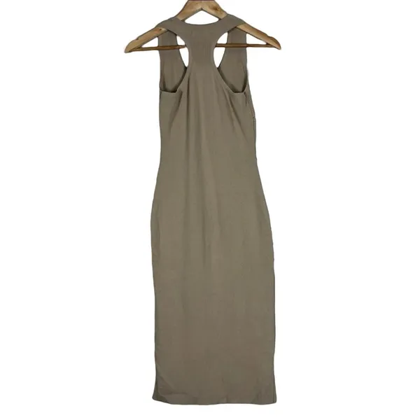 REHAB Ribbed Knit Eyelet Cutout Racerback Midi Bodycon Dress Tan Size M - Image 4