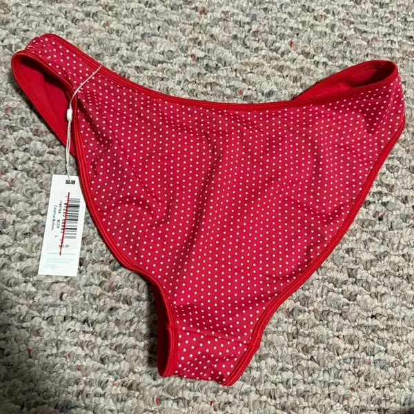 NWT Frankie’s Bikinis Dove Catalina Bikini Bottom in Scarlet Red Dot- Size Large - Image 6