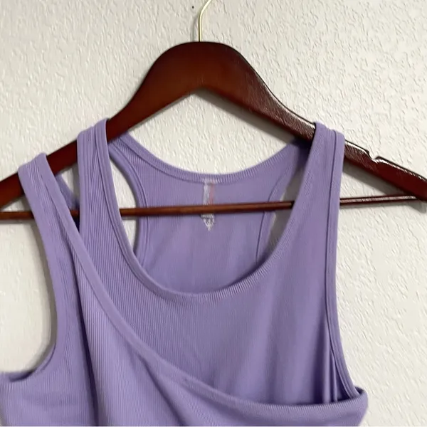 NWT Free People Womens Tank Top Summer Lilac Strappy Ribbed Crop Size Medium - Image 3