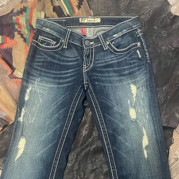 Women's BKE Sabrina Stretch Low Rise Boot Cut Jean Med Wash Chunky Side … - Image 3