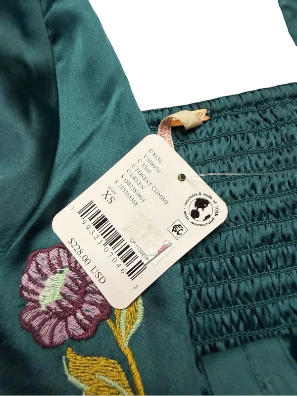 ✨🌲 Free‎ People Autumn Bloom Midi Skirt Set XS Embroidered Forest Green 🌲✨ - Image 6