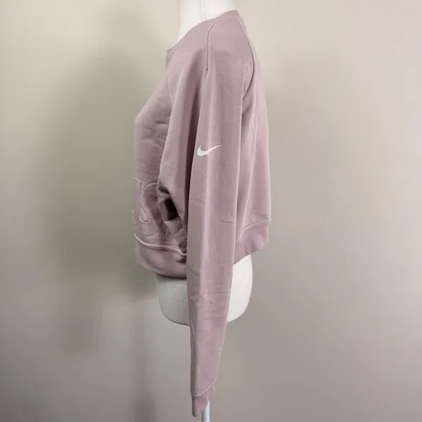 Nike Dri-FIT Just Do It Embossed Cropped Sweatshirt Mauve Lilac Medium - Image 2