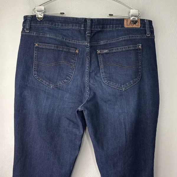LEE Blue Jeans Womens Size 20 L Long Stretch Dark Wash Denim Straight 38X30 - Image 3