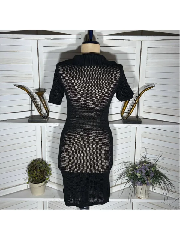 Black sheer lace dress 3/4 sleeves cocktail wedding guest homecoming whimsigoth - Image 2