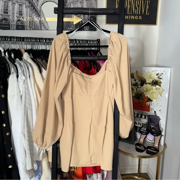Princess Polly Lillie Beige Corset Mini Dress Long Sleeve Bodycon US 12 EUC - Image 10