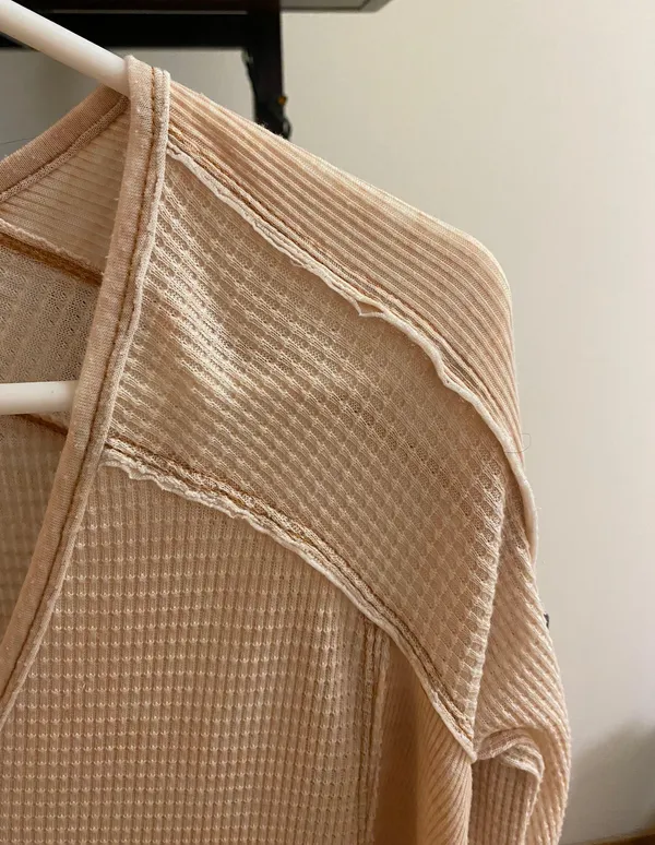 Free People Tan Flowy Shirt - Image 3