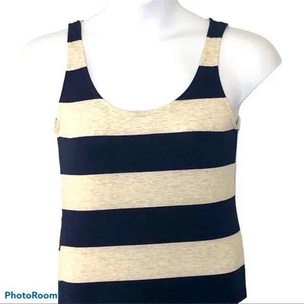 Anthropologie Thyme & Honey Blue Gray Striped Maxi Dress Sleeveless Size S - Image 3