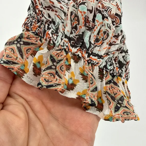 Anthropologie Paisley Smocked Waist Ruffle‎ Blouse Medium OB1487981 Multicolor - Image 6