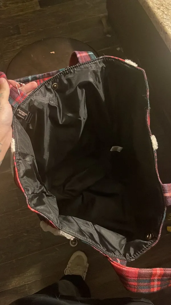 Victoria’s Secret Plaid Christmas Tote - Image 3