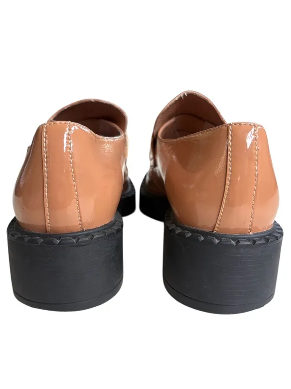 EUC Jeffrey Campbell Leather Librarian Loafers Tan Patent Size 9.5 - Image 5