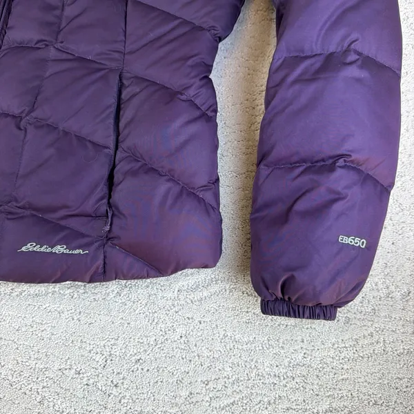 Women's Eddie Bauer Size Medium Purple 650 Down Puffer Winter Jacket Coat - Image 2