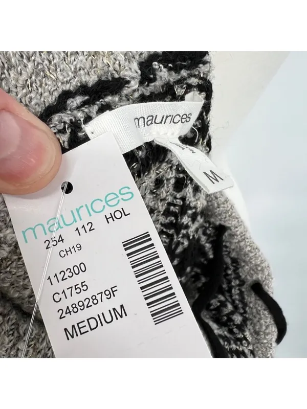 Maurices Nordic Pattern Cowl Neck Sweater Metallic Gray Black Size Medium NWT - Image 9