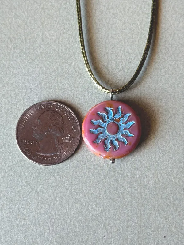 Handmade quality Czech glass sun coin bead fairy boho vintage retro style necklace🌿✨ - Image 6