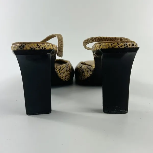 BCBG Vintage Y2K Snakeskin Print Embossed Leather Slingback Heels Shoe Women 8.5 - Image 5