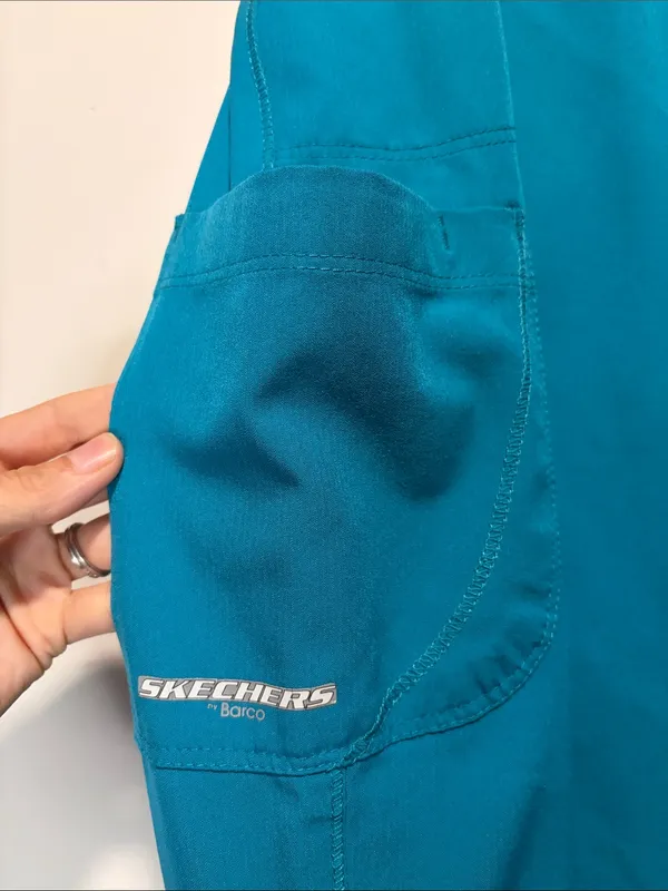 Sketchers by Barco 3 Pocket Stretch Scrub Pants Teal Elastic Waistband Size S - Image 6