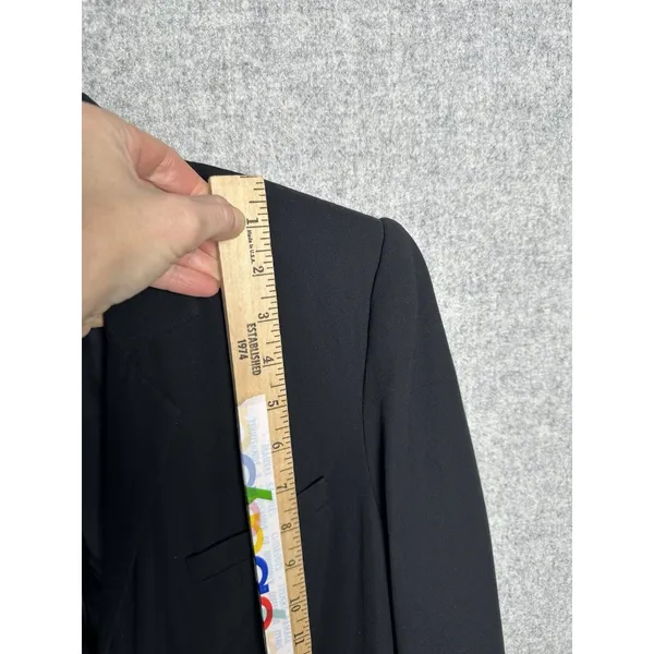 L'AGENCE‎ Womens Blazer Size 6 Black One Button Lined Relaxed Solid Pockets Work - Image 11