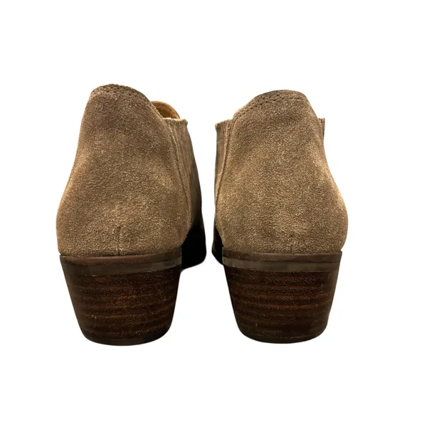 Lucky Brand Tan Suede Leather Ankle Booties 7.5 Western Boho Block Heel Boots - Image 4