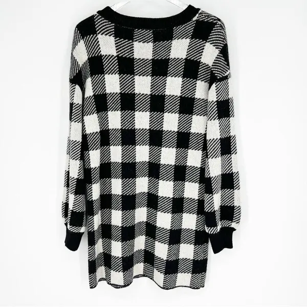LPA Buffalo Plaid Crewneck Wool Blend Sweater Dress‎ Women's Size S Cabin Core - Image 4