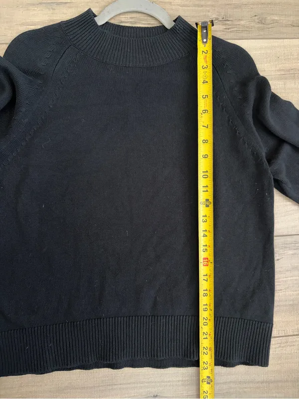 Quince Organic Cotton Mock Neck Knit Casual Minimalist Sweater Black Small - Image 7