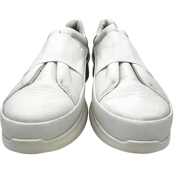 Women’s UGG Libu Stretchy White Leather Slip On Sneakers Sz 8.5 Elastic Narrow - Image 2