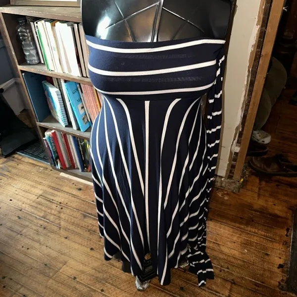 Elan convertible navy & white striped knit S maxi skirt - Image 3