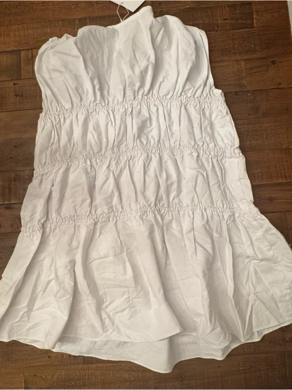 SABO‎ Joslin Ruched Drawstring Mini Dress White Size 6 - Image 4