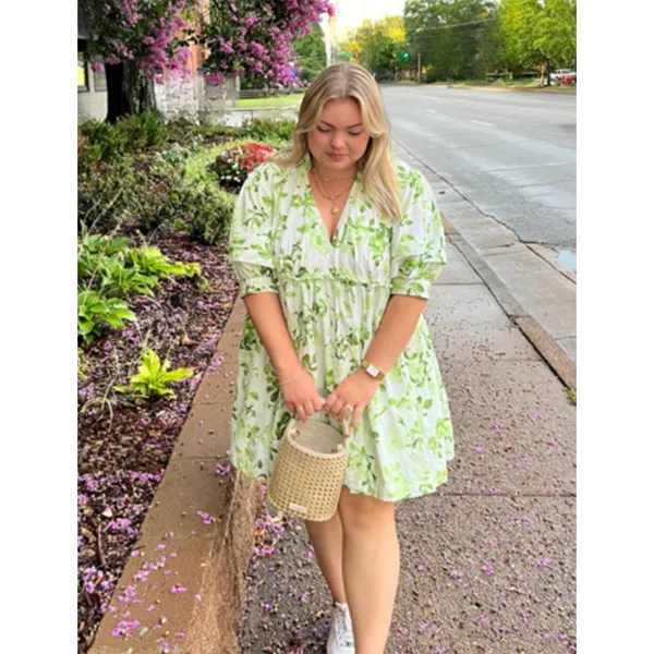 MAEVE V-Neck Tunic Dress in Green Size 3X - Image 3