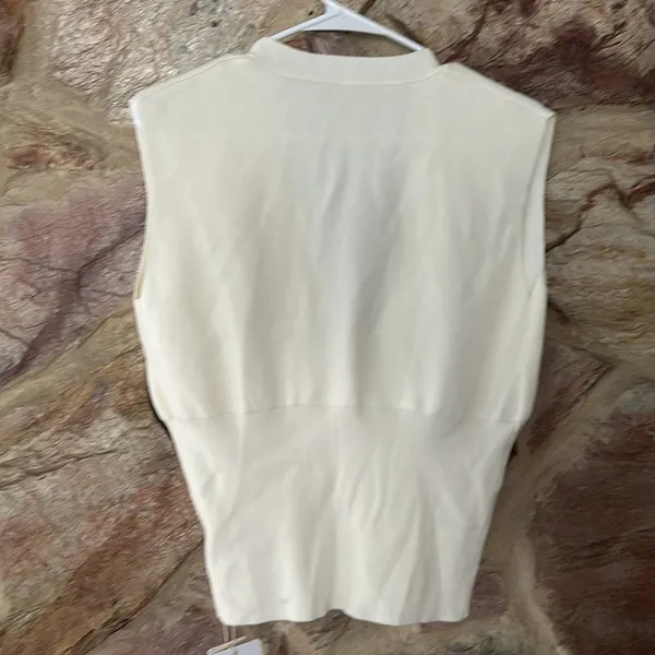 Commense V-Neck Buttoned Detail Sweater Vest white size xs - Image 4