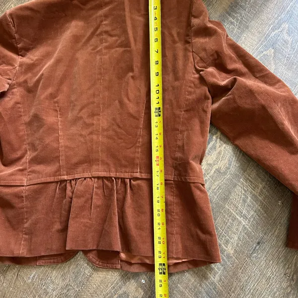 Talbots Womens Brown Corduroy Peplum Blazer Jacket Size‎ 14 Cinnamon 3-Button - Image 6