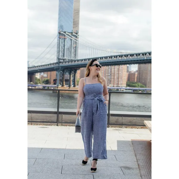 NWT J.Crew Tie-waist Linen Jumpsuit in Navy White Gingham Belted 1-Piece 4 - Image 13