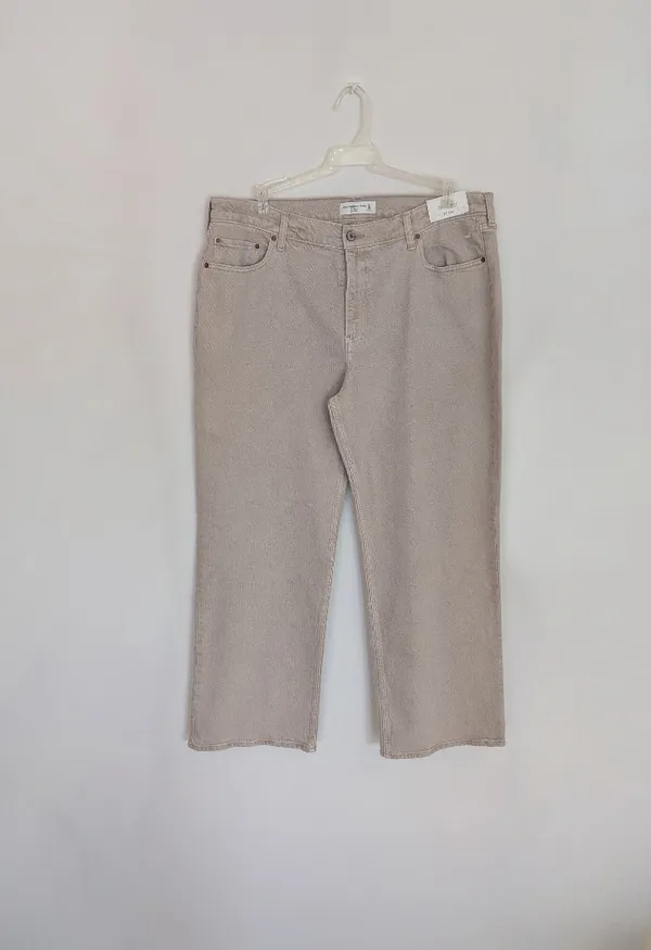 Abercrombie & Fitch The Baggy Low Rise Taupe Jeans Size 33 16 Regular NWT XL - Image 4