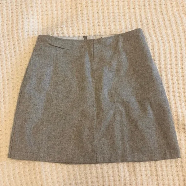 Aritzia Wilfred Essonne Mini Skirt Grey A-Line Wool Cashmere‎ Blend Size 10 - Image 3